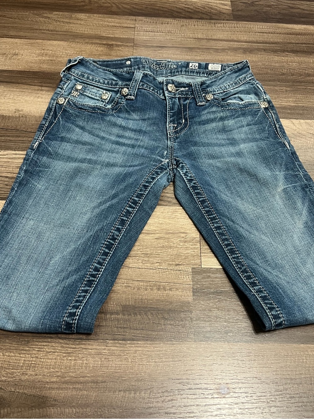 Miss Me Women’s Washed Blue Slim Straight Jeans Size 26